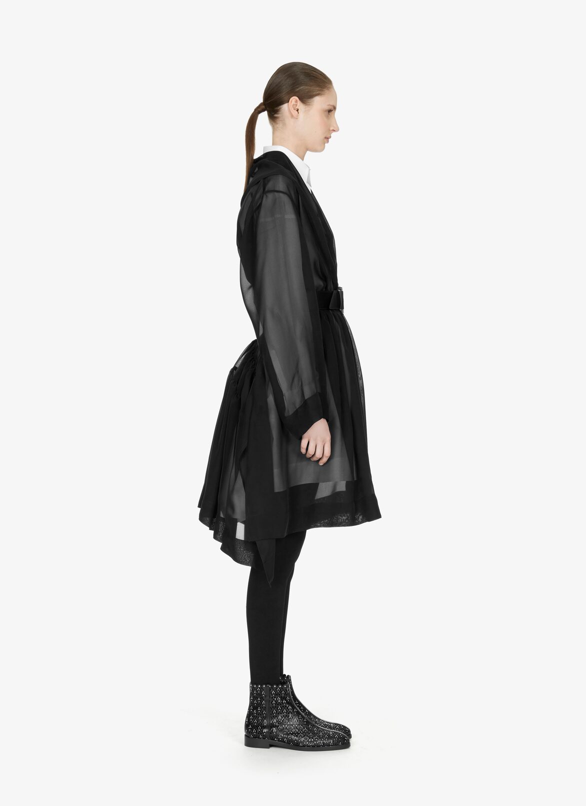 LONG SLEEVE DRESS MOUSSELINE BLACK ALAÏA BLACK  LONG SLEEVE DRESS MOUSSELINE BLACK